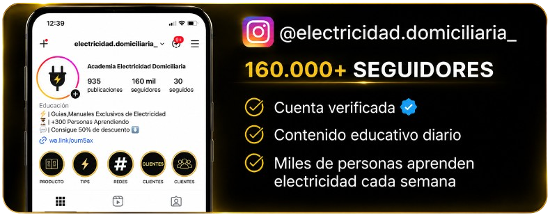 Cuenta de Instagram verificada @electricidad.domiciliaria_ con más de 160.000 seguidores